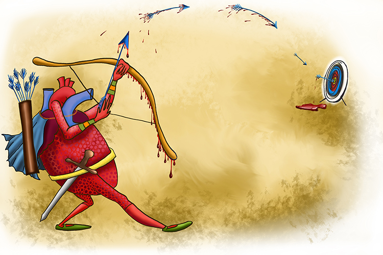 Archery, like an artery, is away from the heart.